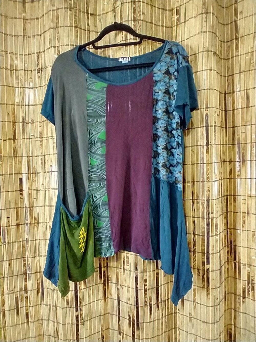 Jayli Clothing Patchwork & Embroidered Grateful Dead-Style Tunic Top